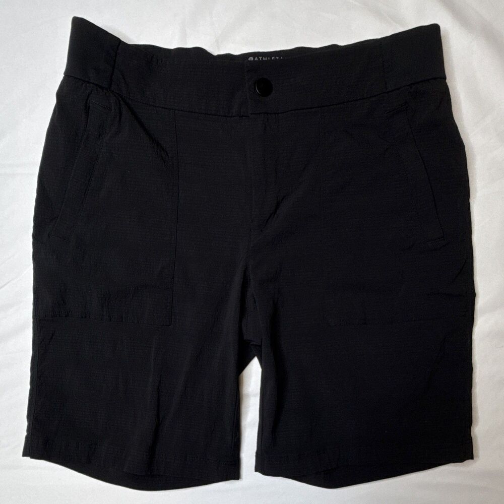 Athleta Trekkie Bermuda 2.0 Women’s Black Shorts Pockets Zip Hiking sz 4